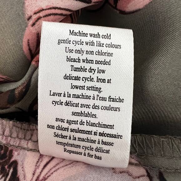 Midnight Bakery Womens Floral Print Wrap Robe XS/S Gray Satin Short Lace Trim - Picture 7 of 7